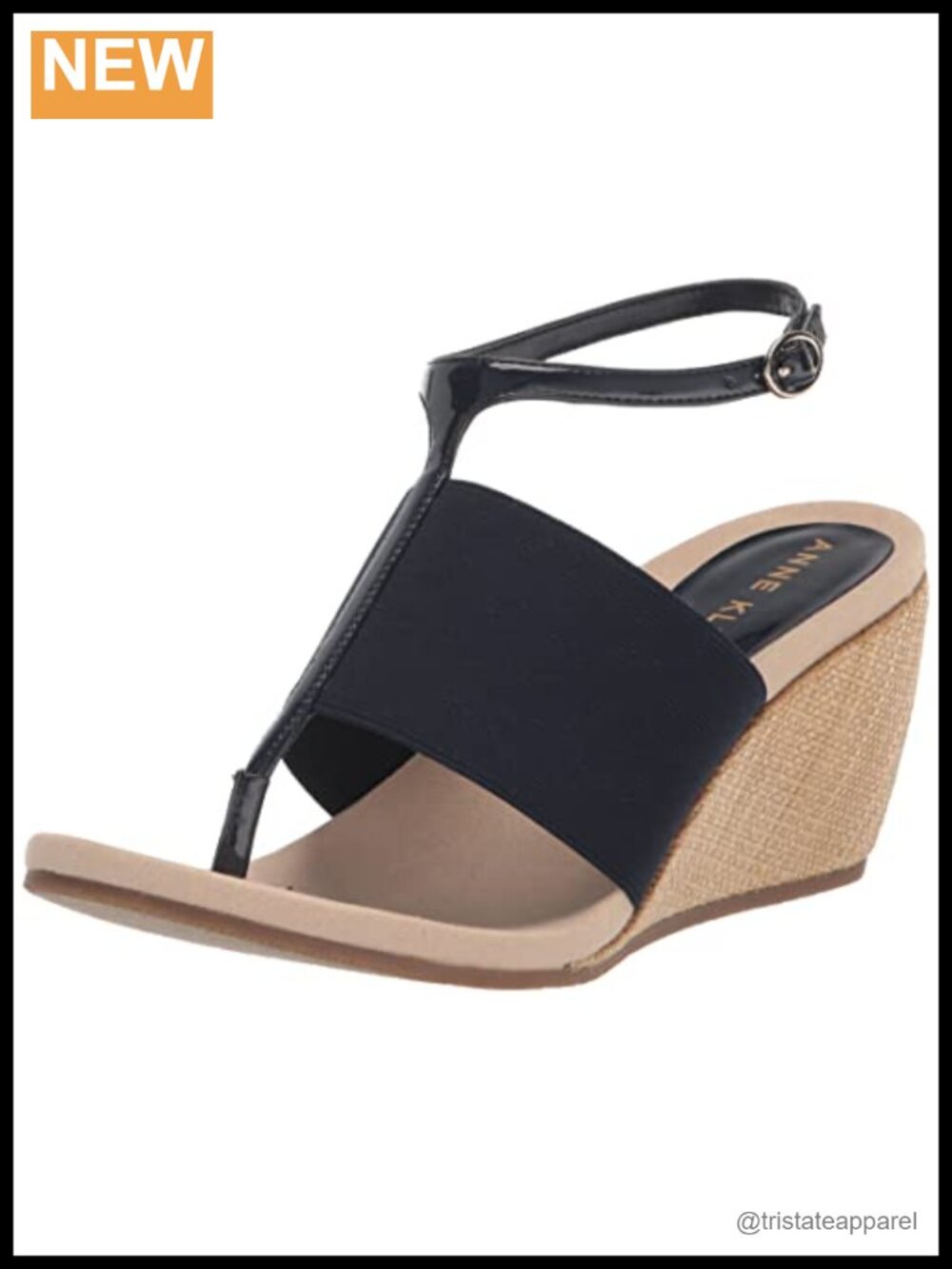 Wedge Sandals with Adjustable Buckle Strap Almond Open Toe Padded Footbed